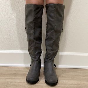 Gray Over the Knee Boots